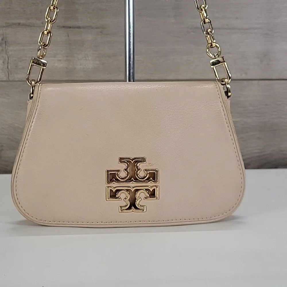 Tory Burch Pale Pink Small Leather Crossbody Shoulder Bag with Gold Hardware - Picture 2 of 12